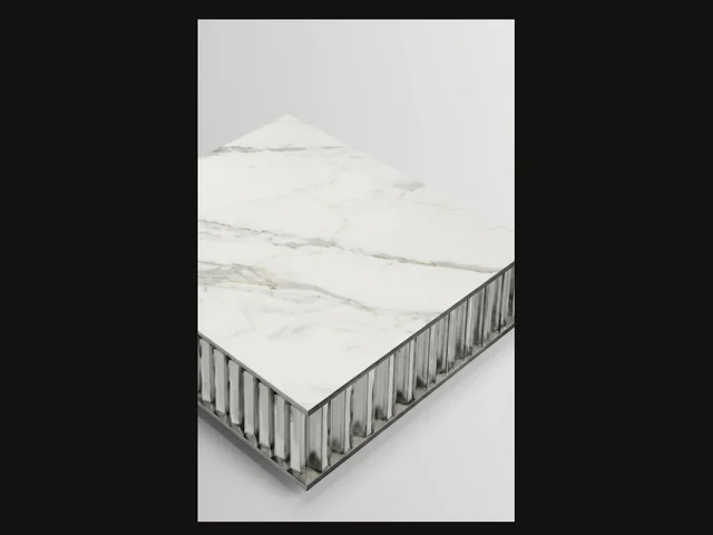 White porcelain veneer on an aluminium honeycomb panel