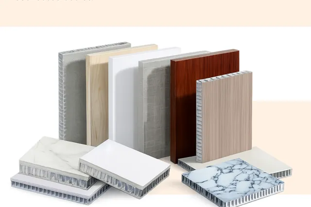 Aluminium honeycomb panel samples in various finishes